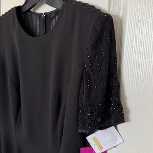 R & M Richards - Dressy Black Beaded Cocktail Dress